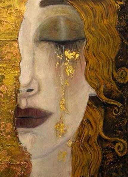 Klimt pianto foglia oro