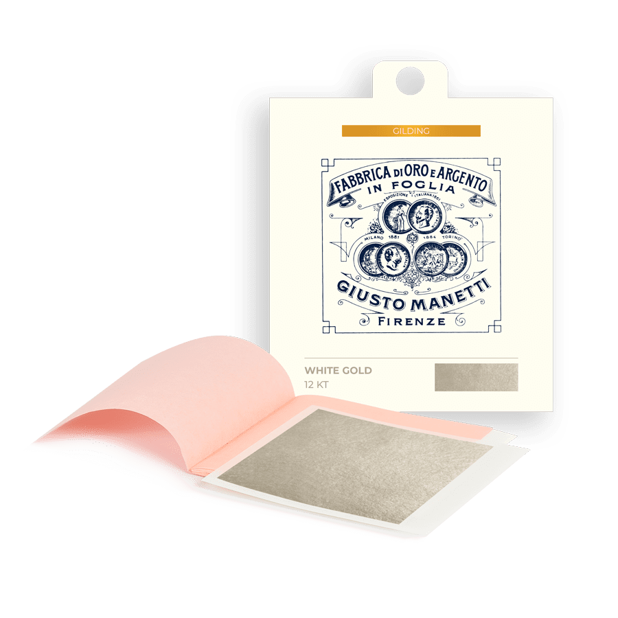 Feuille d'or en carnet 80x80 mm - 14 grammes - Or blanc 12 ct