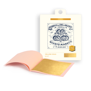 Blattgold für Glas – 86x86 mm – 16 gramm – Hellgelb 22 kt