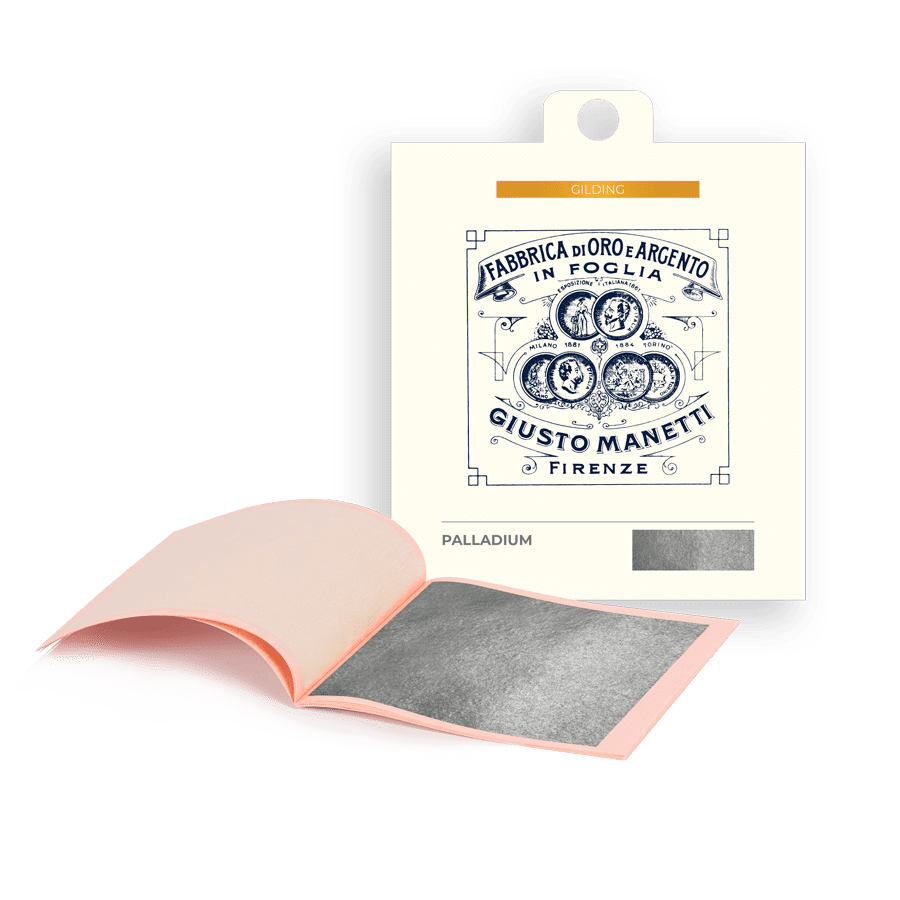 Hoja de paladio en libro – 80x80 mm – 14 gramos – Paladio